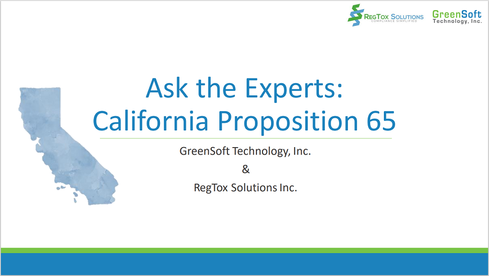 California Prop 65 Webinar Available | GreenSoft Technology