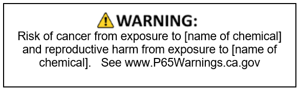 Proposal To Change California Proposition 65 Warning Labels ...